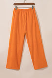 Orange Textured Tank Top and Wide Leg Pants Set