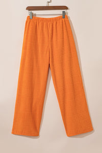 Orange Textured Tank Top and Wide Leg Pants Set