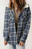 Plaid Pattern Sherpa Lined Hooded Shacket