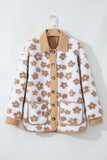 Cute Flower Pattern Button Up Fleece Jacket