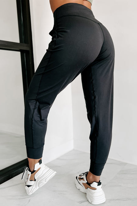 Exposed Seam High Waist Pocketed Joggers