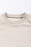 Solid Textured Raglan Sleeve Pullover Sweatshirt