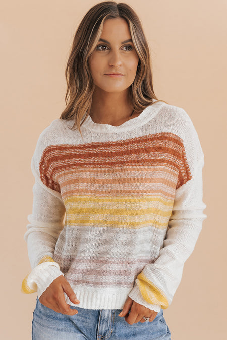 Stripe Long Sleeve Round Neck Sweater