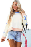 Star Patchwork Exposed Seam Oversized Sweatshirt