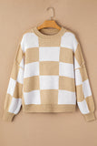 Checkered Bishop Sleeve Sweater