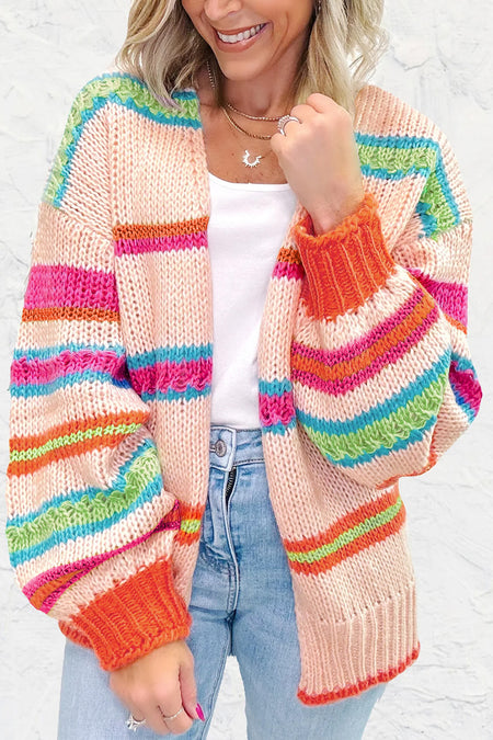 Striped Knit Oversize Cardigan