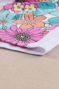 Floral Print Patchwork Short Sleeve Top