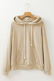 Checkered Print Kangaroo Pocket Drawstring Hoodie