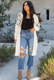 Flower Embroidered Drop Shoulder Open Front Duster Cardigan