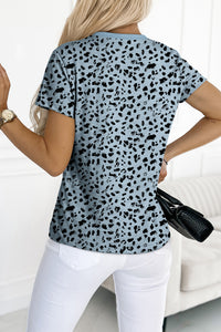 Animal Spotted Print Round Neck Long Sleeve Top