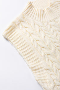 Cable Knit High Neck Sweater Vest