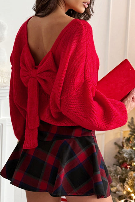 Bow Bubble Sleeve Sweater