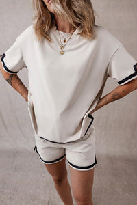 Contrast Trim Tee and Shorts Set