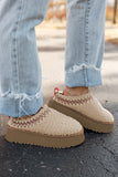 Embroidered Sherpa Plush Thick Sole Winter Slippers