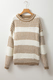 Stripe Drop Shoulder Round Neck Loose Sweater