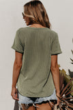 Twist Short Sleeve Corded V Neck Top