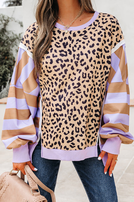 Color Block Leopard Sweatshirt