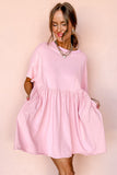 Pocketed Raw Edge Babydoll Dress