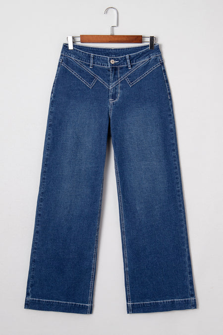 Stitched Waist Cuffed Jeans