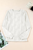 Textured Wavy Round Neck Long Sleeve Top