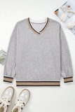 Varsity Striped V Neck Sweatshirt