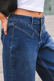 Stitched Waist Cuffed Jeans