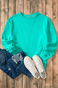 Solid Fleece Lined Drop Shoulder Terry Sweatshirt