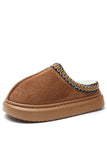 Contrast Edge Suede Plush Lined Thick Sole Winter Slippers