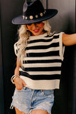 Ribbed Trim Knitted Sweater Vest