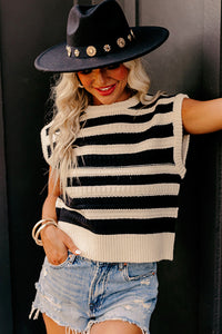 Ribbed Trim Knitted Sweater Vest