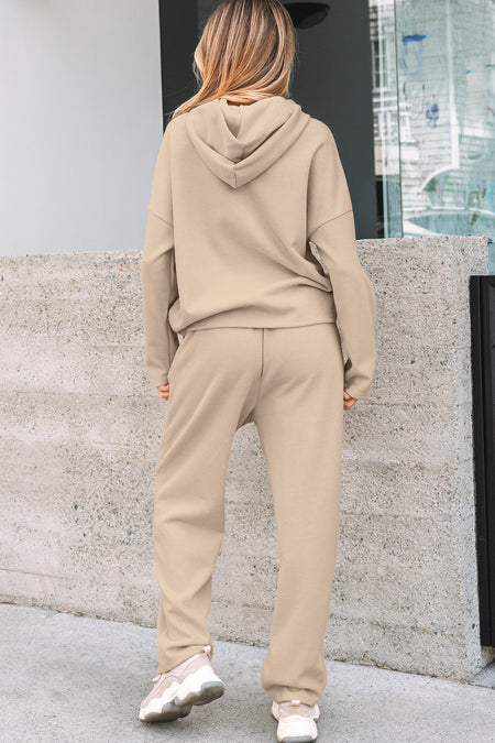 Pullover Hoodie and High Waist Pants Set