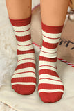 Fiery Red Christmas Color Block Ribbed Crew Socks