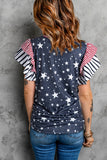 Ruffled Sleeve Star Print T Shirt