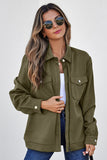 Zip Up Button Flap Pocket Shirt Collar Jackets