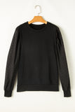 Textured Patchwork Round Neck Sweatshirt