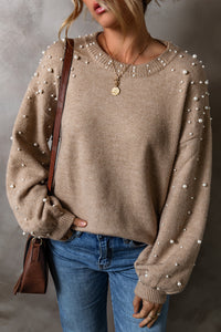 Pearled Drop Shoulder Sweater