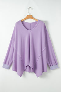 Waffle Knit Exposed Seam Flowy Top