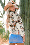 Aztec Printed Stand Neck Zip Up Jacket