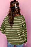 Stripe Drop Shoulder Casual Sweater