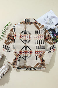 Aztec Printed Stand Neck Zip Up Jacket