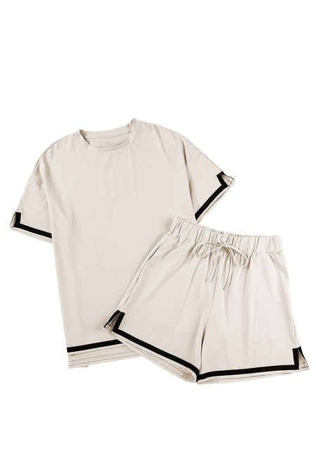 Contrast Trim Tee and Shorts Set