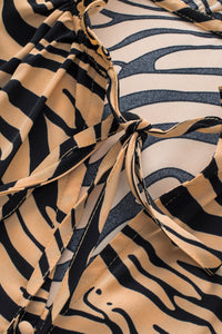Brown Zebra Print Ruffled Tiered Dress