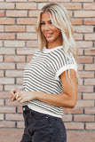 Stripe Ribbed Trim Loose Fit Knitted Sweater Vest