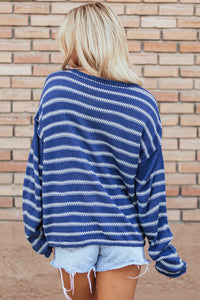 Stripe Drop Shoulder Casual Sweater