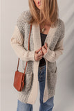 Color Block Pocketed Open Front Cardigan