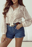 Embroidered Lace Bubble Sleeve Shirt