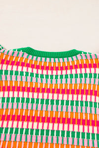 Multicolor Flutter Sleeve Knitted Sweater Top