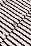 Striped Print Sleeveless Buttoned Maxi Dress
