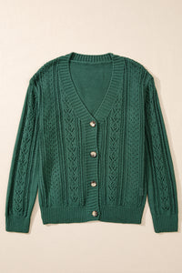 Open Knit Drop Shoulder Sweater Cardigan