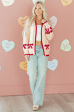 Bow Pattern Open Front Cardigan